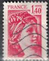 France 1980 Oblitr Used Sabine de Gandon 1F40 Rouge Y&T 2102 SU