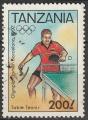 Timbre oblitr n 1257(Michel) Tanzanie 1992 - JO Barcelone, tennis de table