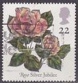 Timbre oblitr n 1551(Yvert) Grande-Bretagne 1991 - Fleurs, rose Silver Jubile