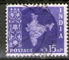 **   INDE    15 Np  1957  YT-78  " Carte de l'Inde "  (o)   **