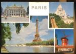 CPM non crite 75 PARIS multi vues l'Opra Sacr Coeur Tour Eiffel Moulin Rouge