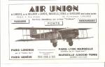 Publicit papier Aviation Compagnie Air Union , 1930 ( avion )