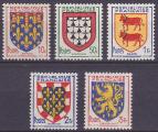 Srie de 5 TP neufs ** n 899/903(Yvert) France 1951 - Armoiries de provinces