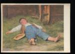 CPM Arts Peinture Albert ANKER Garon endormi dans le foin