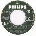 EP 45 RPM (7")  Juliette Grco  "  Les amoureux de la plage  "