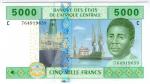 **   TCHAD  (BEAC)     5000  francs   2010   p-609c C    UNC   **