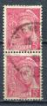 Timbre FRANCE 1938 - 41  Obl  Paire Verticale  N 406  Y&T
