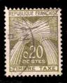 France Oblitr Yvert TAXE N92 Gerbes Rep Francaise 0,20F Brun olive 1960