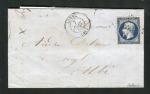 Belle lettre de Lunel ( Hérault 1856 ) avec un n° 14Aa Bleu Très Foncé