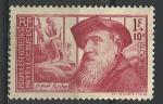 France 1938; Y&T n 382; 1F + 10 c Auguste Rodin, srie chomeurs intellectuels