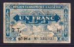 Algrie 1944 billet 1 franc pick 101 Very Fine ayant circul