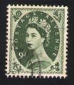 Royaume Uni 1952 Oblitration ronde Used Stamp Reine Queen Elisabeth II vert 9d