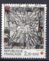 timbre   FRANCE 1986 - YT 2449  - CROIX ROUGE - VITRAIL DE VIEIRA DA SILVA 