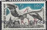 France 1973 Oblitr Oiseau Protection de la nature Cigogne d'Alsace Y&T 1755 SU