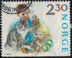 Norvge 1987 Oblitr Prparatifs de Nol Enfants et leur chat Y&T NO 940 SU