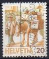 SUISSE N 1264 o Y&T 1987 Transport postal (7 dos de mulets)