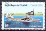 Timbre Rpublique du CONGO  PA 1994 Obl    N ??? Transports  Avions Hydravions
