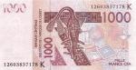 Afrique De l'Ouest Sngal 2012 billet 1000 francs pick 715l neuf UNC