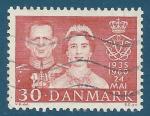 Danemark N389 Noces d'argent des souverains oblitr