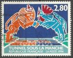 France 1994; Y&T n 2880; 2,80F Tunnel sous la Manche, Lion & coq