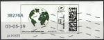 France vignette Oblitre sur fragment Mon timbre en ligne Globe Terrestre SU
