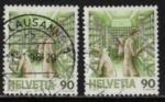 Suisse 1986; Y&T n 1255 & 1255a; 2x80c, transports postaux, tri wagon postal