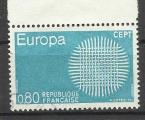 France 1970; Y&T n 1638; 0,80F Europa turquoise