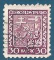 Tchcoslovaquie N256 Armoiries 30h lilas-rose oblitr
