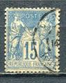 Timbre FRANCE 1892  Sage Bleu Papier Quadrill  Obl  N 101  Type II  Y&T