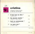 EP 45 RPM (7") Cristina  "  Il faut tout se dire  "