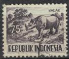 Indonsie 1956 Oblitr Animal Dicerorhinus sumatrensis Rhinocros de Sumatra SU