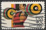 ETATS-UNIS - 1983 - Yt PA n 98 - Ob - Jeux olympiques Los Angeles ; haltrophil