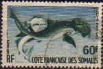 Cte Franaise des Somalis 1959 - Poisson : requin-marteau, oblitr - YT 302 