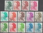 1982 2178  2190 oblitrs Libert de Gandon 14 timbres