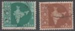 INDE N 71 et 72 o Y&T 1957-1958 Carte de l' Inde