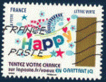 France 2017 - YT 1493 - adhsif - oblitr - voeux (happy)