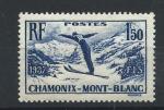 France N334* (MH) 1937 - Sport "Ski"