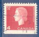 Canada N331 Elizabeth II 4c rouge oblitr (non dentel en bas)