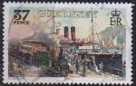 Guernesey 1989 -Cent. du G.W.R, le ferry "Antelope" & train, obl-YT 466/SG 467 