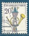 Tchcoslovaquie N2073a Tour et cor postal oblitr (papier fluorescent)