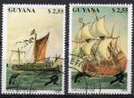GUYANA N 2360 et 2361 o Y&T 1990 Bateaux