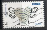 France Oblitr Adhsif Yvert N479 Srie sourires 2010 Couple coeur papier   
