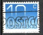 Pays-Bas Yvert N1042b oblitr 1976 nombre 10c bleu ND horizontal bas