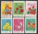 Gabon 1971; Y&T n PA 112  117 **; 6 timbres, fleurs par avion