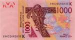 Afrique De l'Ouest Sngal 2019 billet 1000 francs pick 715s neuf UNC