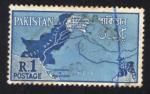Pakistan 1960 Oblitr Used Carte montrant les zones disputes bleu
