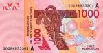 Afrique De l'Ouest Cte d'Ivoire 2020 billet 1000 francs pick 115t neuf UNC