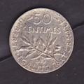 Pice 50 Centimes France 1915 - Semeuse en argent