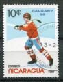 Timbre du NICARAGUA 1987  Obl  N 1485B  Y&T  Hockey sur Glace