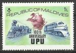 Maldives 1974; Y&T n 472 **; 1L, 100e anniversaire de l'UPU